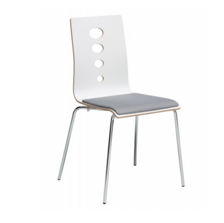 OIVAPALVELUT. LANTANA on ilmavan oloinen, moderni metallirunkoinen laminaattipintainen taivutetuoli, kahvioon, ruokailutilaan, odotustilaan, konttorille tai kotiin. Tilauksesta myös antibakteerisella verhoilulla. 