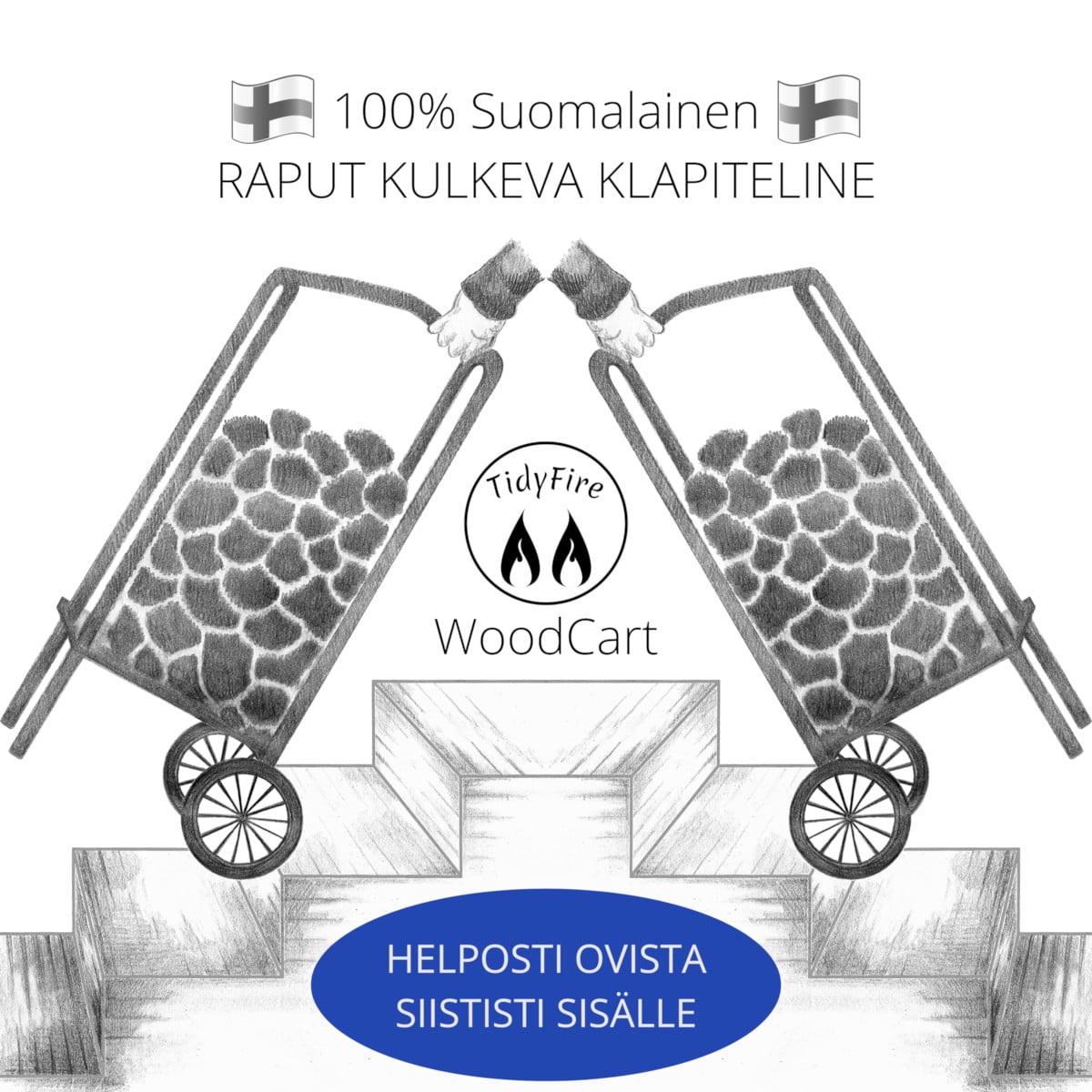 TidyFire WoodCart - TREPPENKAPPENSTÄNDER - Modell Noble